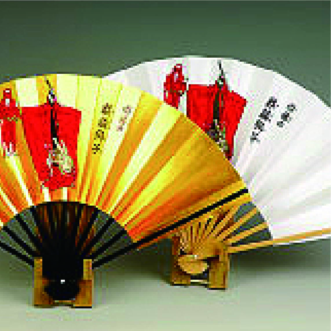 鳥取県認定伝統工芸
竹扇堂　麒麟獅子扇子（白・金）